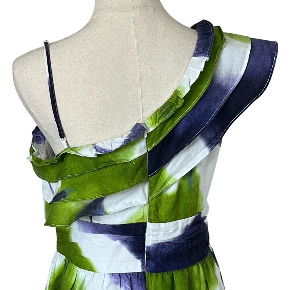 Busayo Collective Tie Dye Maxi Dress Ruffle One Shoulder Tiered 8 Resort Derby - Picture 8 of 14